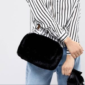 ASOS • Faux Fur Crossbody w/ Metal Chain